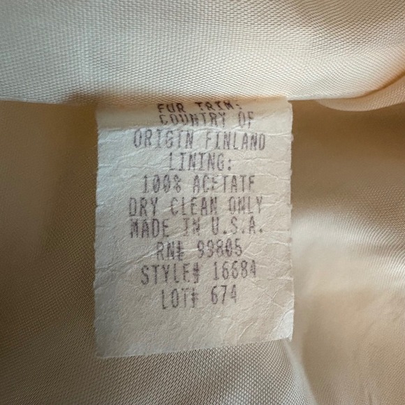 Vintage Neiman Marcus Exclusive Women's Cream 3 Piece Skirt Set Fur Collar SZ 12 - Picture 7 of 9